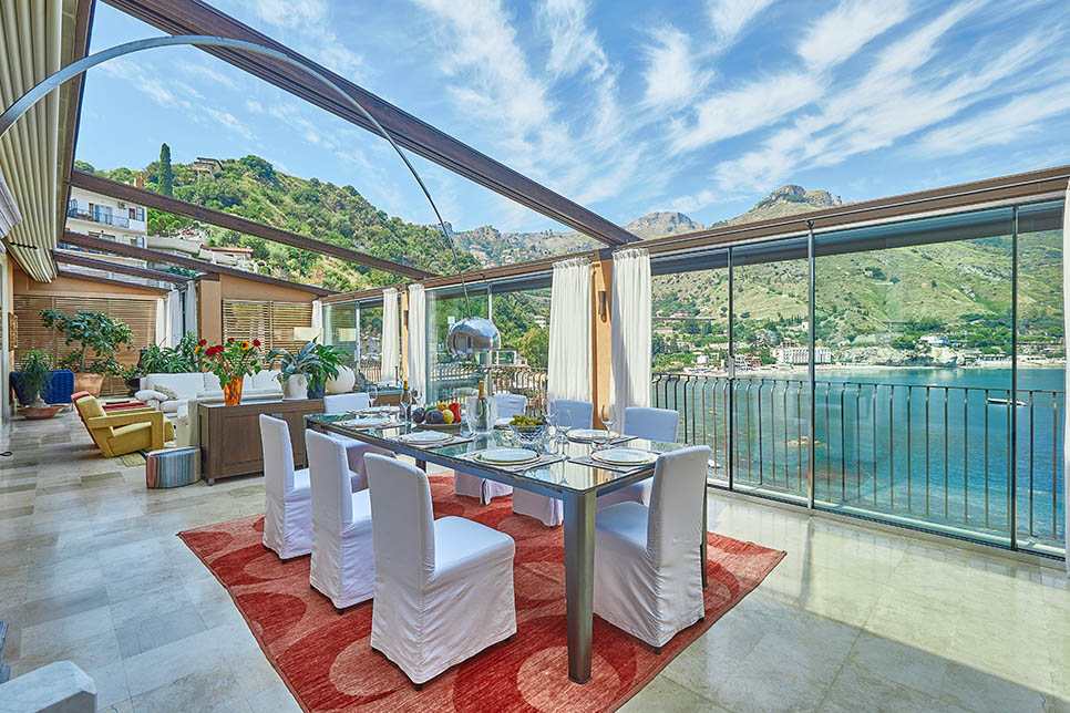 the panoramic terrace with fully retractable roof